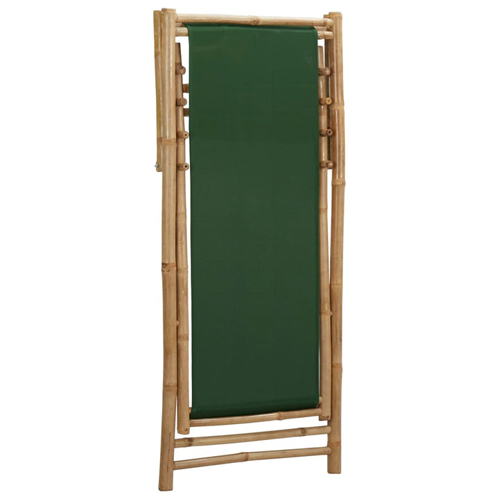 Ligstoel bamboe en canvas groen - Griffin Retail