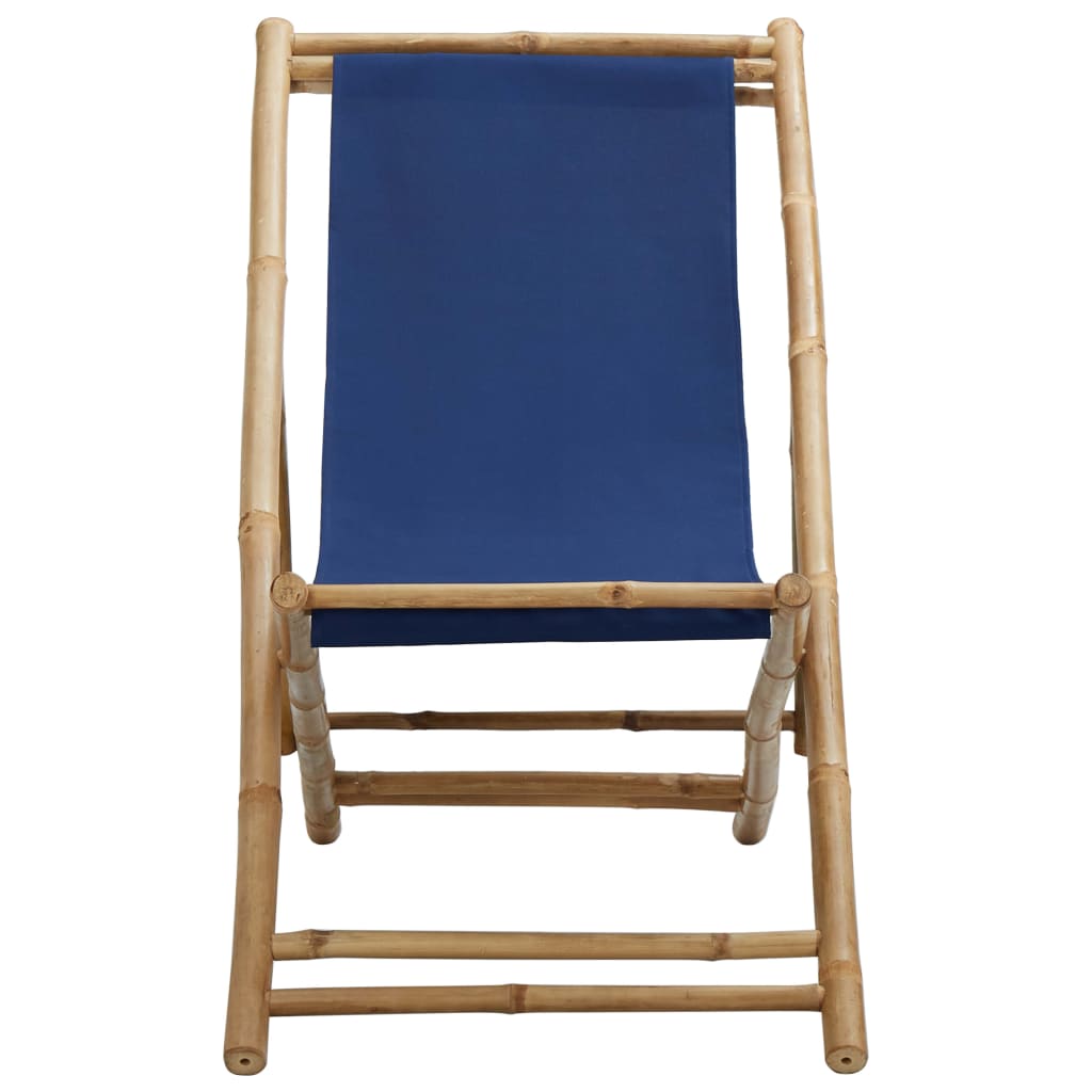 Ligstoel bamboe en canvas marineblauw - Griffin Retail