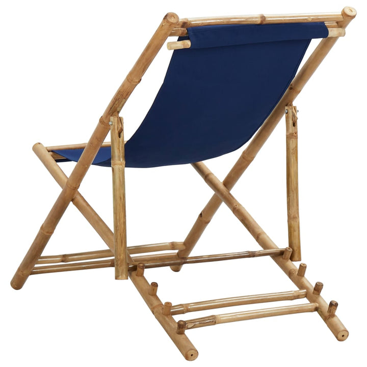 Ligstoel bamboe en canvas marineblauw - Griffin Retail