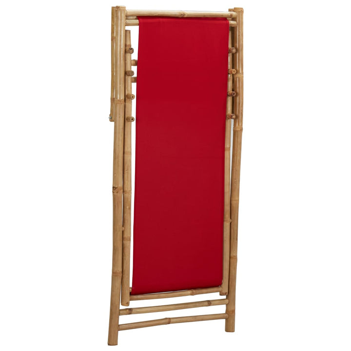 Ligstoel bamboe en canvas rood - Griffin Retail