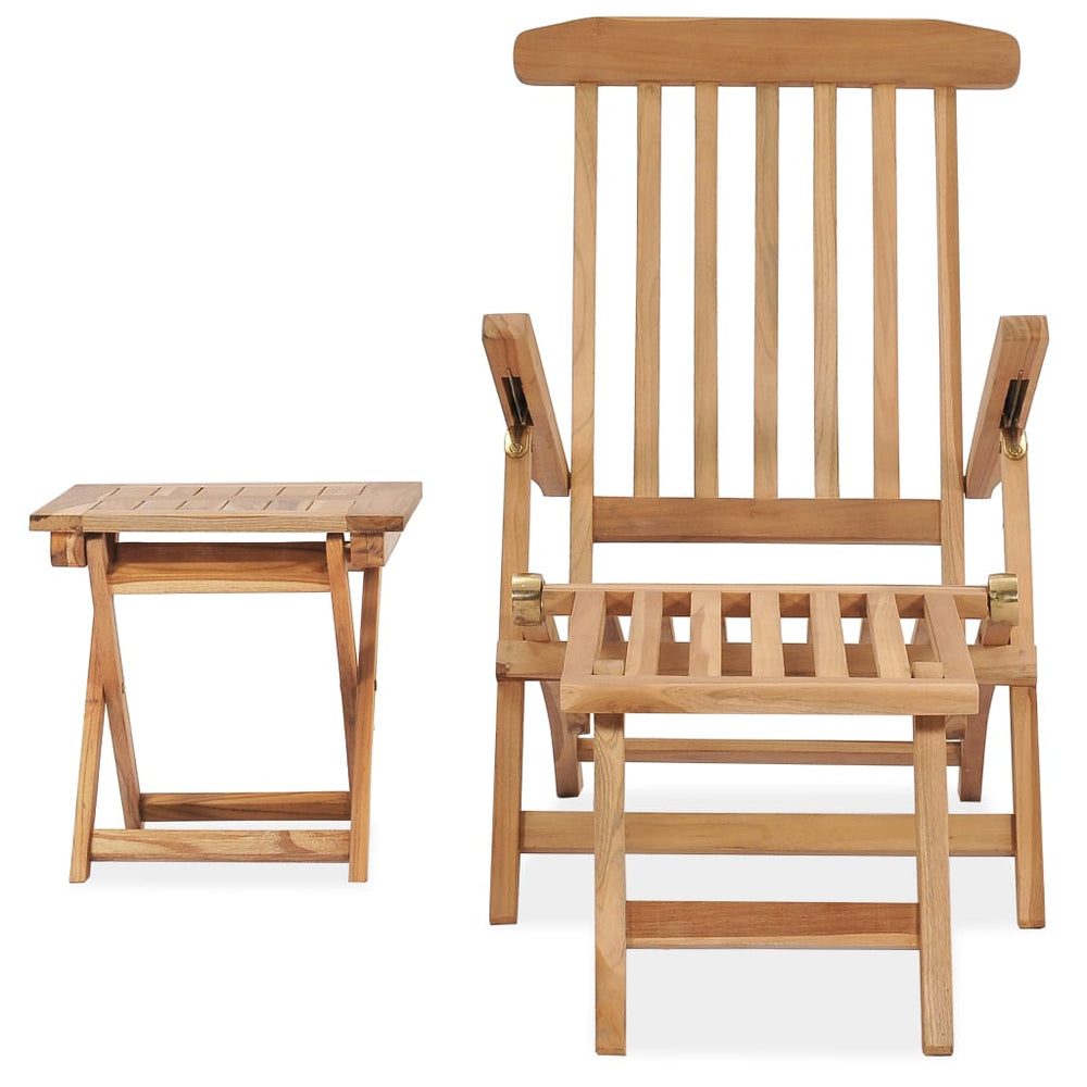 Ligstoel met voetensteun en tafel massief teakhout - Griffin Retail