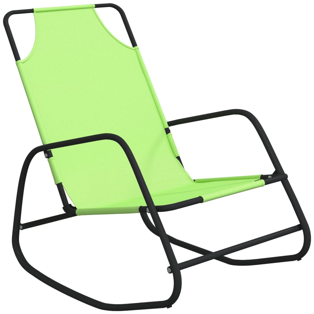 Ligstoelen 2 st schommelend staal en textileen groen - Griffin Retail
