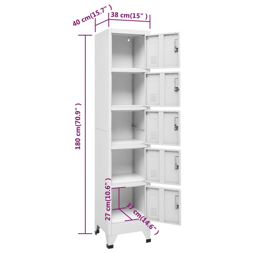 Lockerkast 38x40x180 cm staal lichtgrijs - Griffin Retail