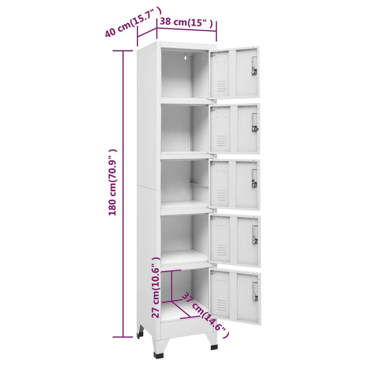 Lockerkast 38x40x180 cm staal lichtgrijs - Griffin Retail