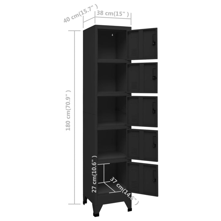 Lockerkast 38x40x180 cm staal zwart - Griffin Retail