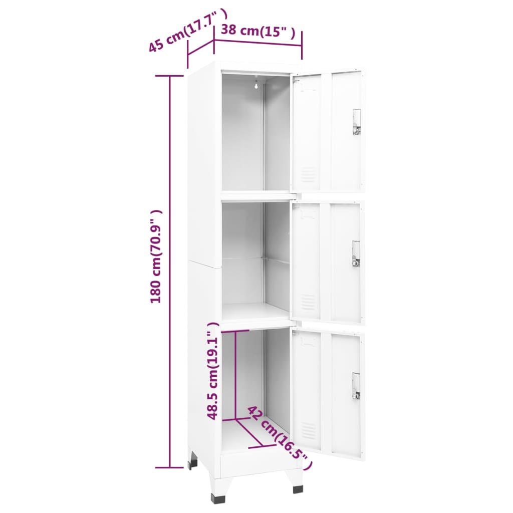 Lockerkast 38x45x180 cm staal wit - Griffin Retail