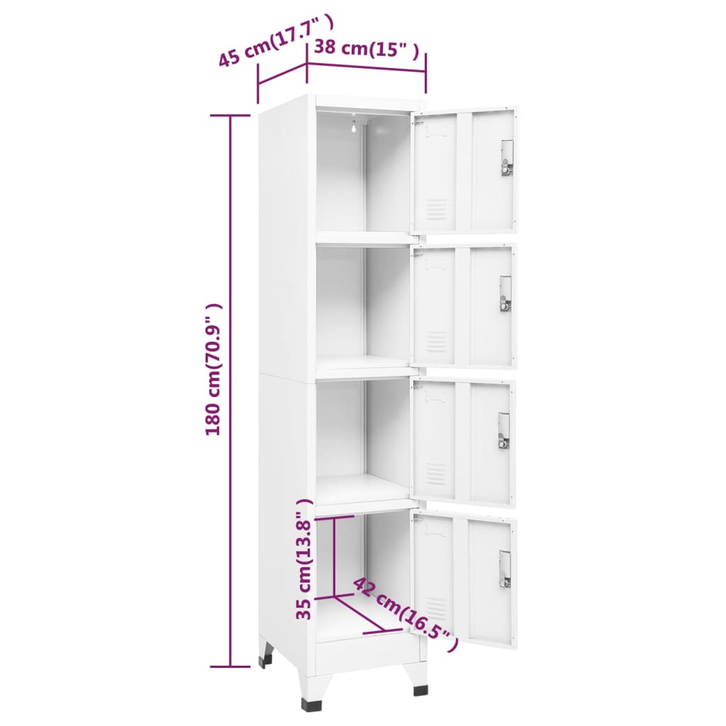 Lockerkast 38x45x180 cm staal wit - Griffin Retail