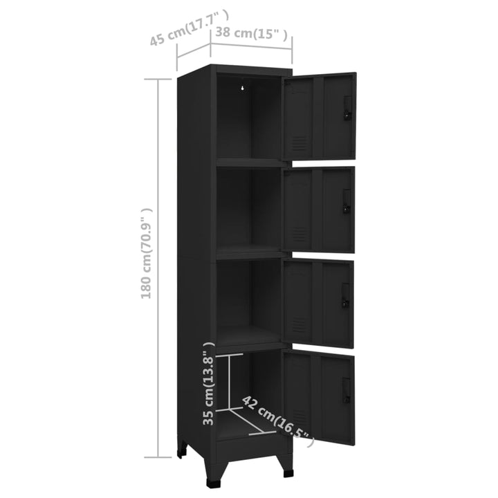 Lockerkast 38x45x180 cm staal zwart - Griffin Retail