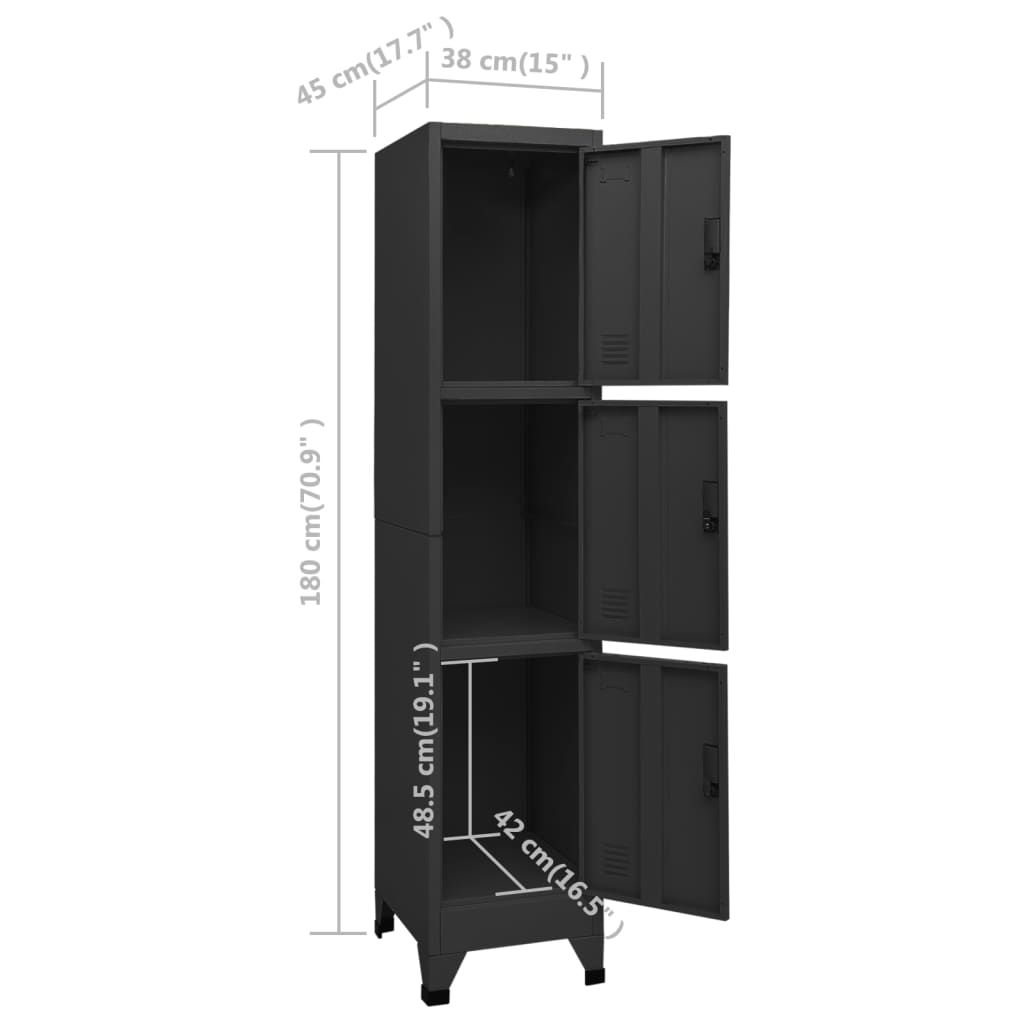 Lockerkast 38x45x180 cm staal zwart - Griffin Retail