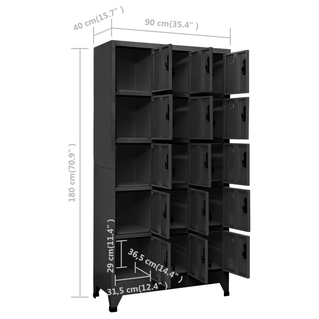 Lockerkast 90x40x180 cm staal antracietkleurig - Griffin Retail