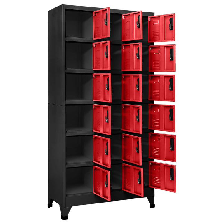 Lockerkast 90x40x180 cm staal antracietkleurig en rood - Griffin Retail