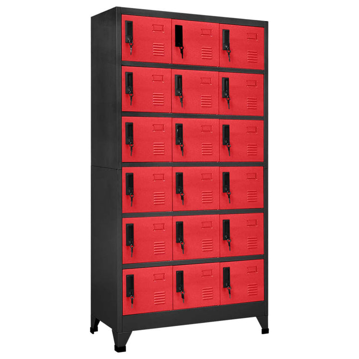 Lockerkast 90x40x180 cm staal antracietkleurig en rood - Griffin Retail