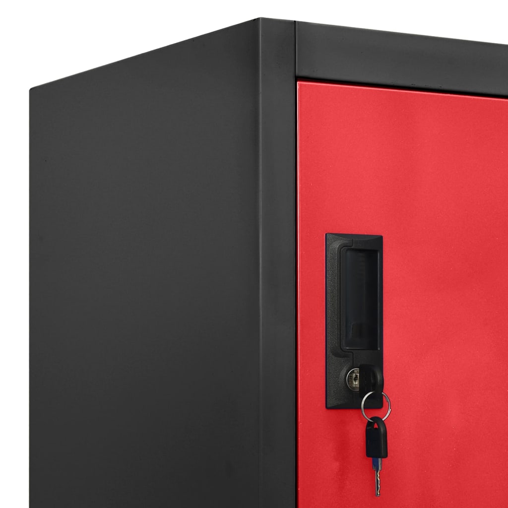 Lockerkast 90x40x180 cm staal antracietkleurig en rood - Griffin Retail