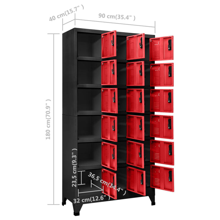 Lockerkast 90x40x180 cm staal antracietkleurig en rood - Griffin Retail