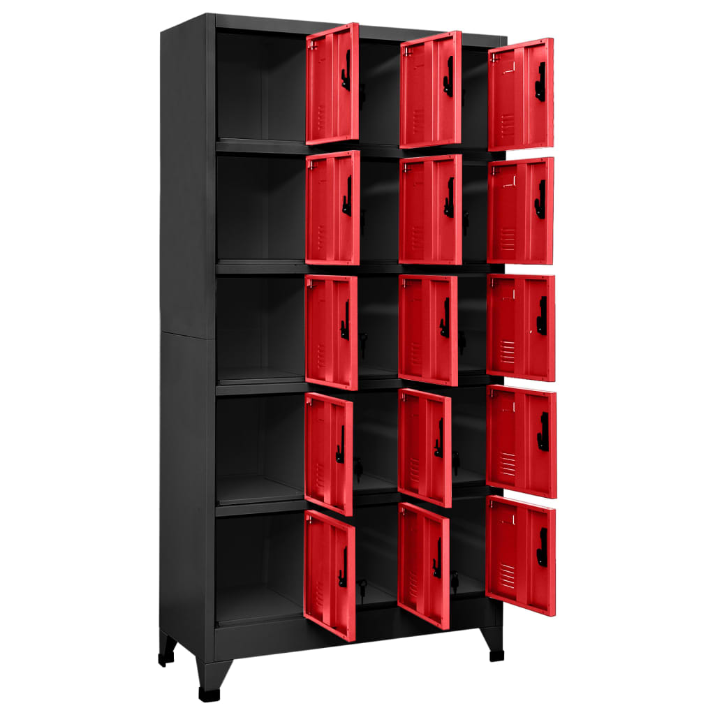 Lockerkast 90x40x180 cm staal antracietkleurig en rood - Griffin Retail