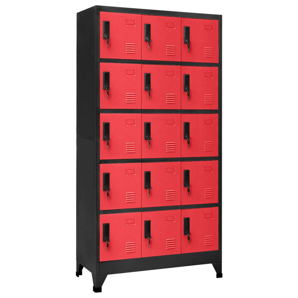 Lockerkast 90x40x180 cm staal antracietkleurig en rood - Griffin Retail