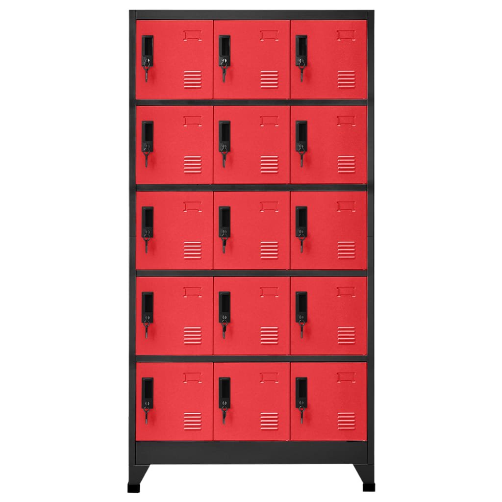 Lockerkast 90x40x180 cm staal antracietkleurig en rood - Griffin Retail