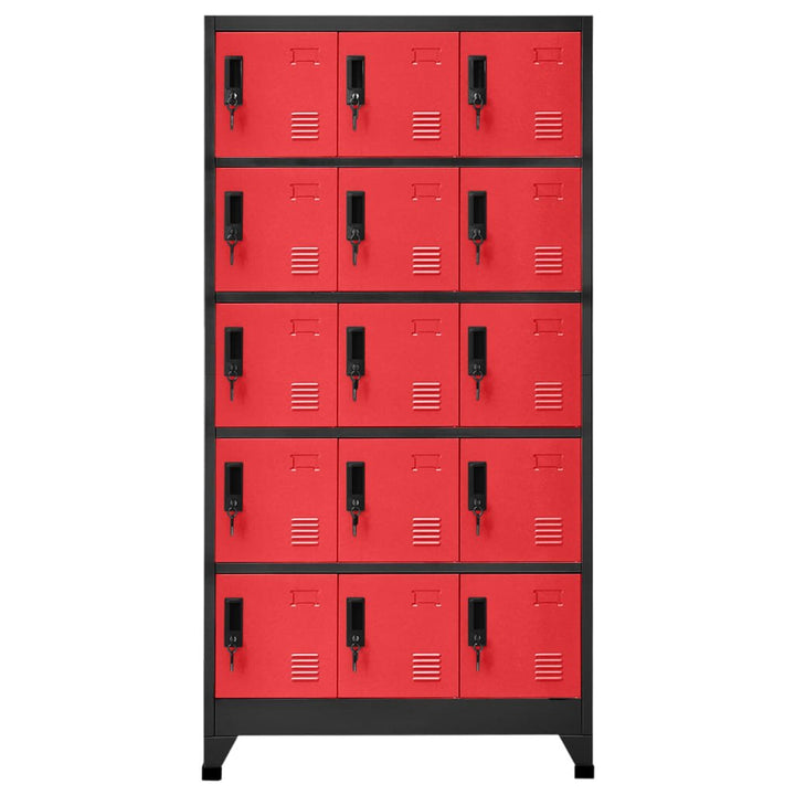 Lockerkast 90x40x180 cm staal antracietkleurig en rood - Griffin Retail