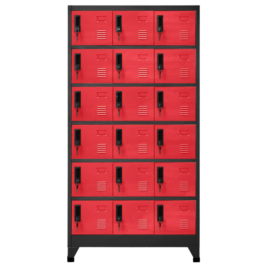 Lockerkast 90x40x180 cm staal antracietkleurig en rood - Griffin Retail