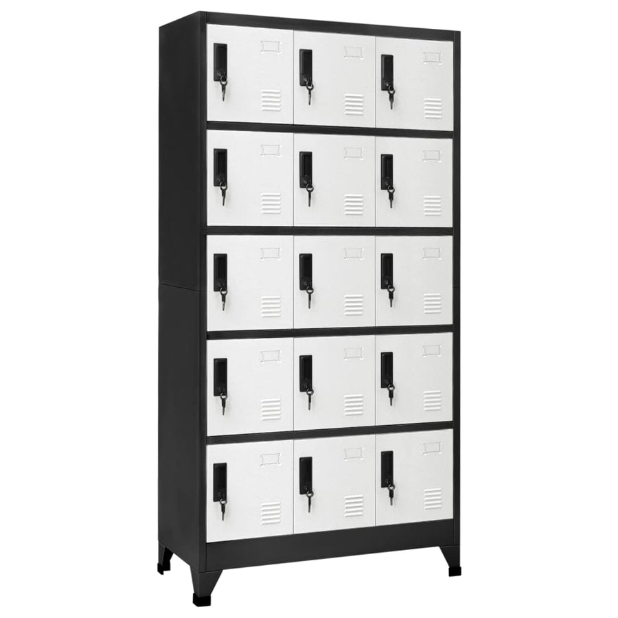 Lockerkast 90x40x180 cm staal antracietkleurig en wit - Griffin Retail