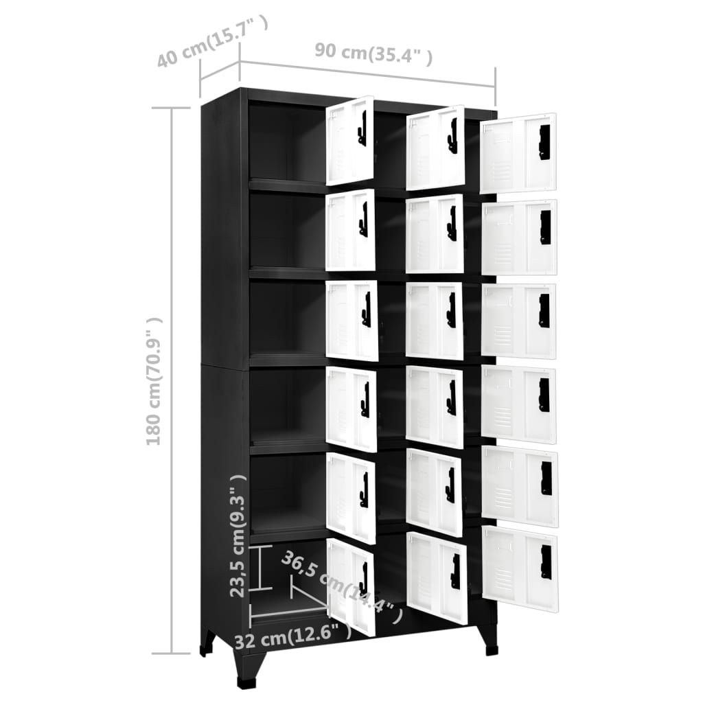 Lockerkast 90x40x180 cm staal antracietkleurig en wit - Griffin Retail