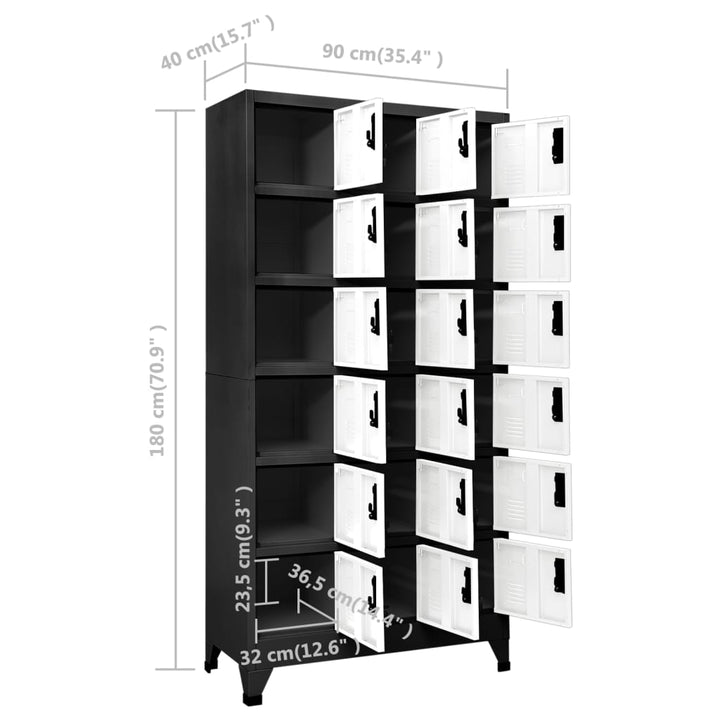 Lockerkast 90x40x180 cm staal antracietkleurig en wit - Griffin Retail