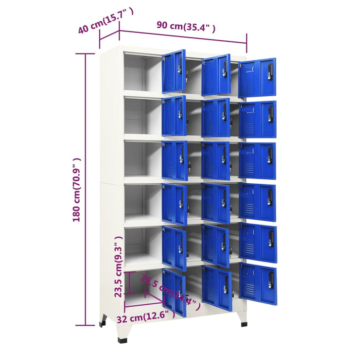 Lockerkast 90x40x180 cm staal grijs en blauw - Griffin Retail