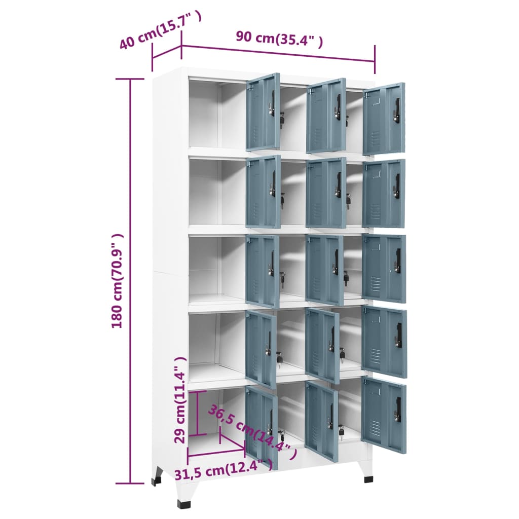 Lockerkast 90x40x180 cm staal lichtgrijs en donkergrijs - Griffin Retail