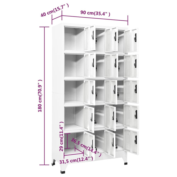 Lockerkast 90x40x180 cm staal wit - Griffin Retail