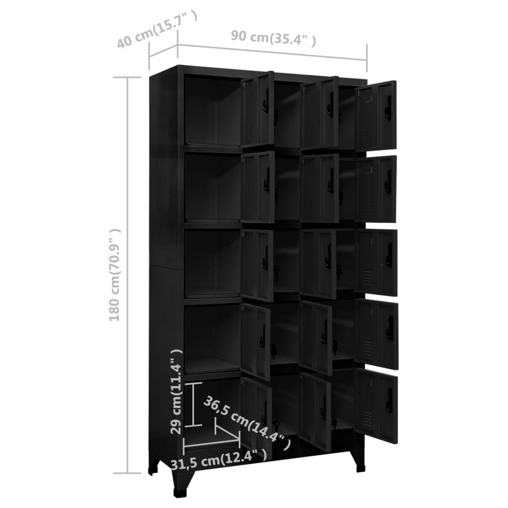 Lockerkast 90x40x180 cm staal zwart - Griffin Retail