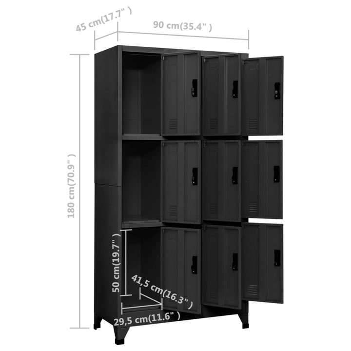 Lockerkast 90x45x180 cm staal antracietkleurig - Griffin Retail