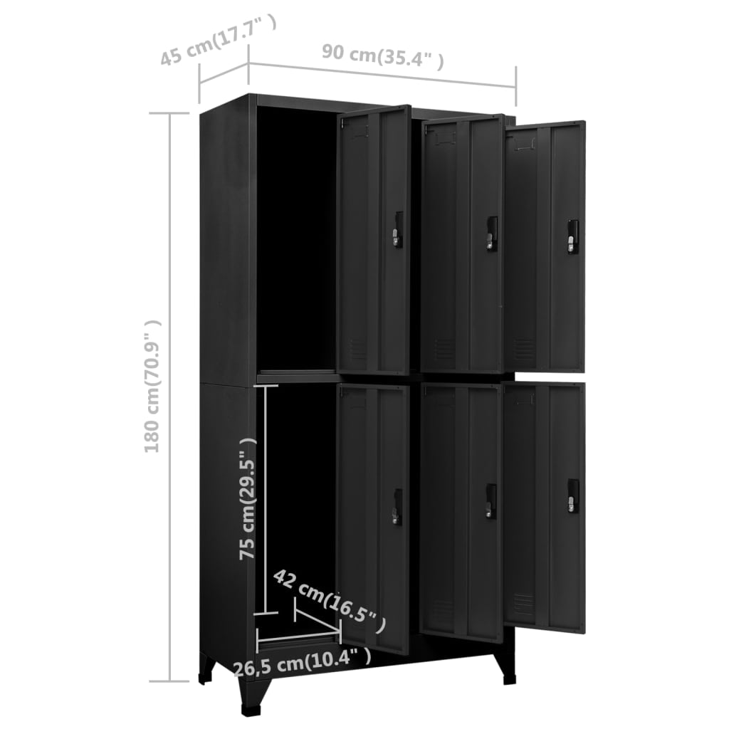 Lockerkast 90x45x180 cm staal antracietkleurig - Griffin Retail