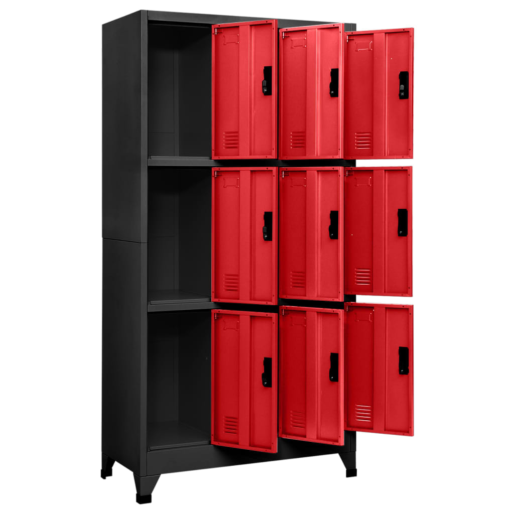 Lockerkast 90x45x180 cm staal antracietkleurig en rood - Griffin Retail