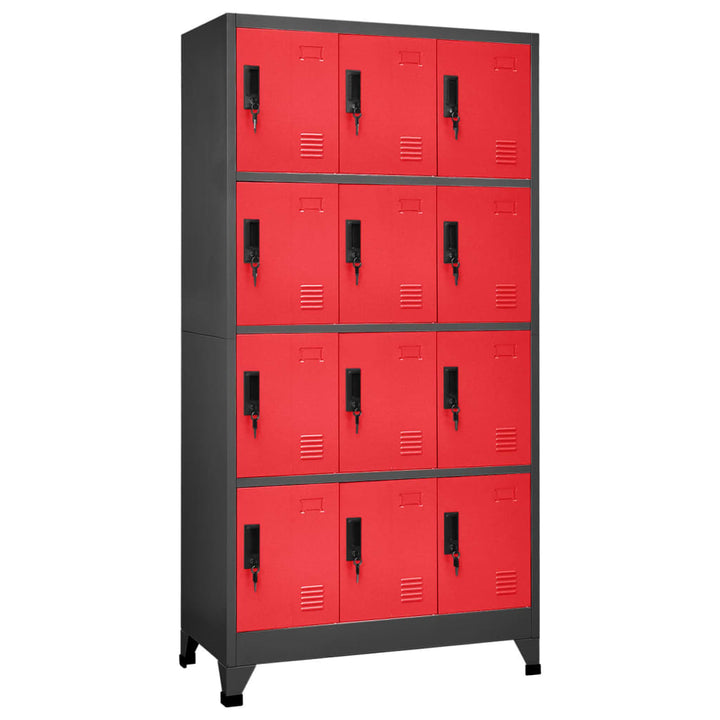 Lockerkast 90x45x180 cm staal antracietkleurig en rood - Griffin Retail