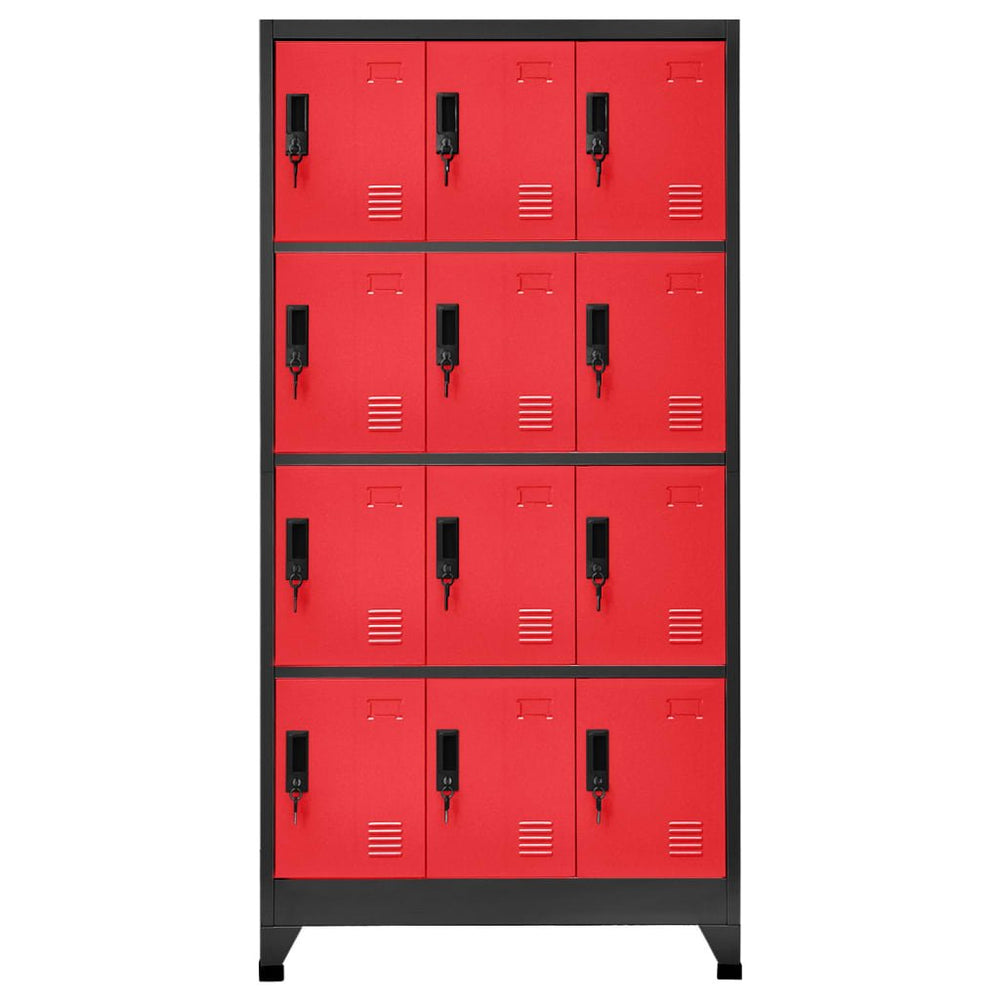 Lockerkast 90x45x180 cm staal antracietkleurig en rood - Griffin Retail