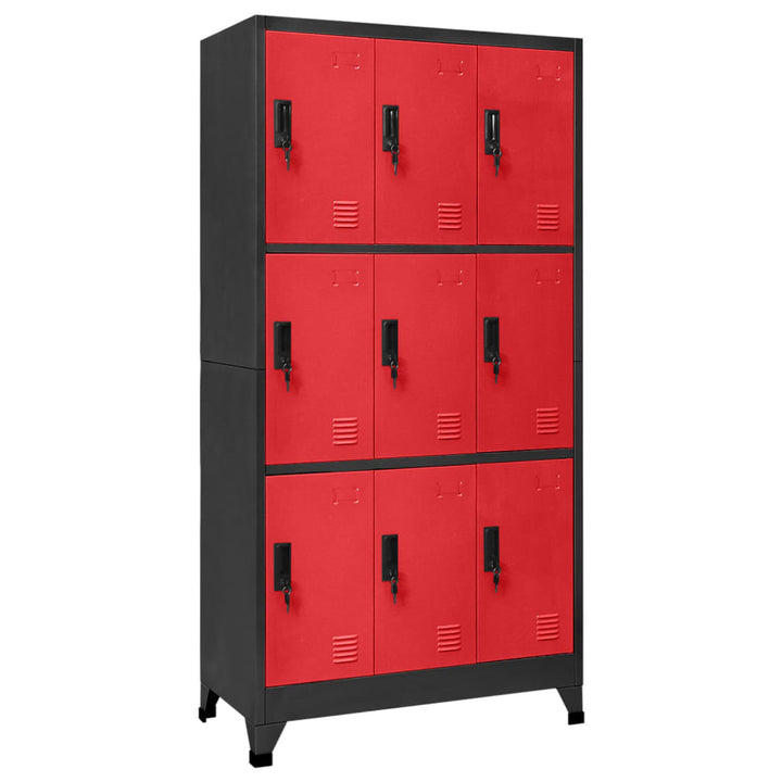 Lockerkast 90x45x180 cm staal antracietkleurig en rood - Griffin Retail