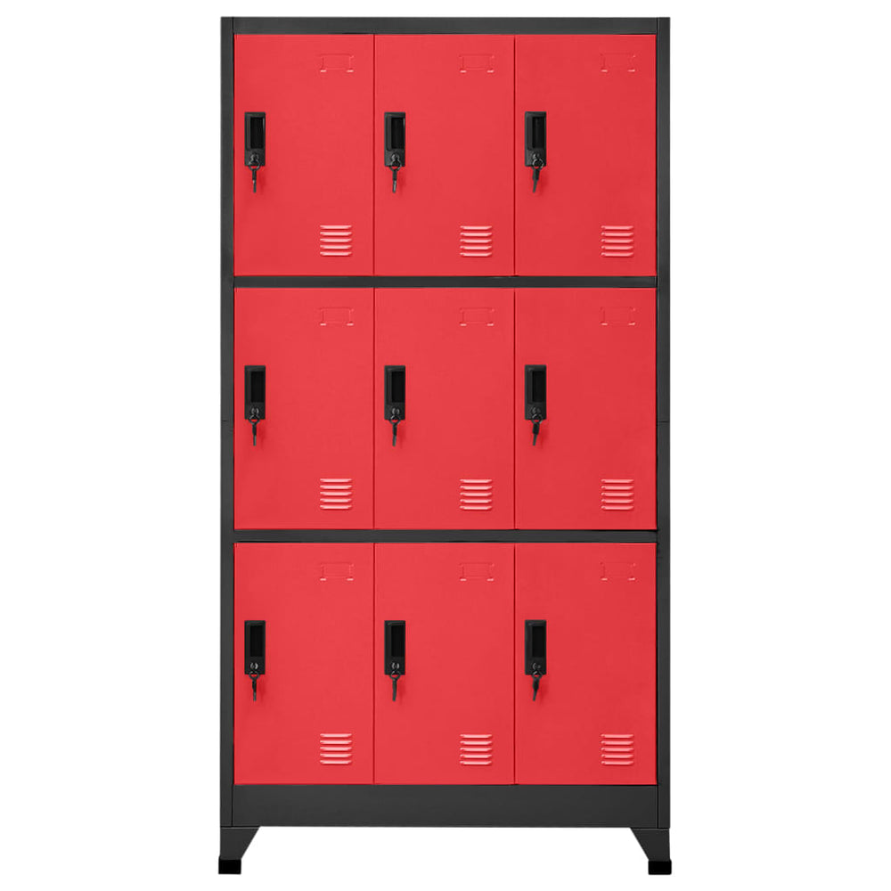 Lockerkast 90x45x180 cm staal antracietkleurig en rood - Griffin Retail