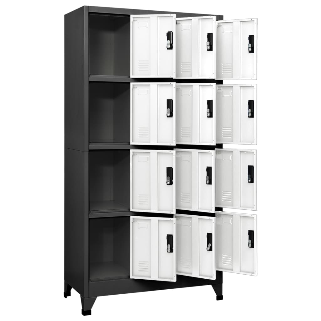 Lockerkast 90x45x180 cm staal antracietkleurig en wit - Griffin Retail