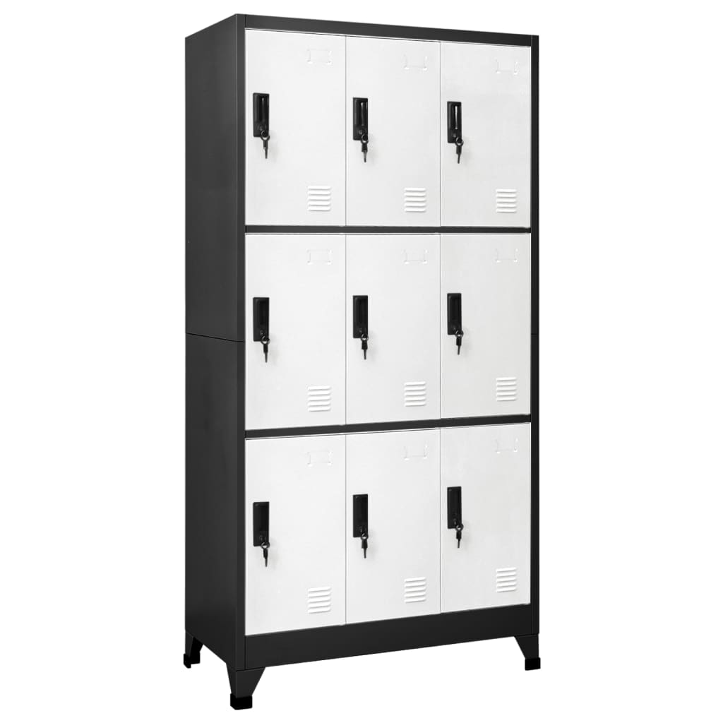 Lockerkast 90x45x180 cm staal antracietkleurig en wit - Griffin Retail