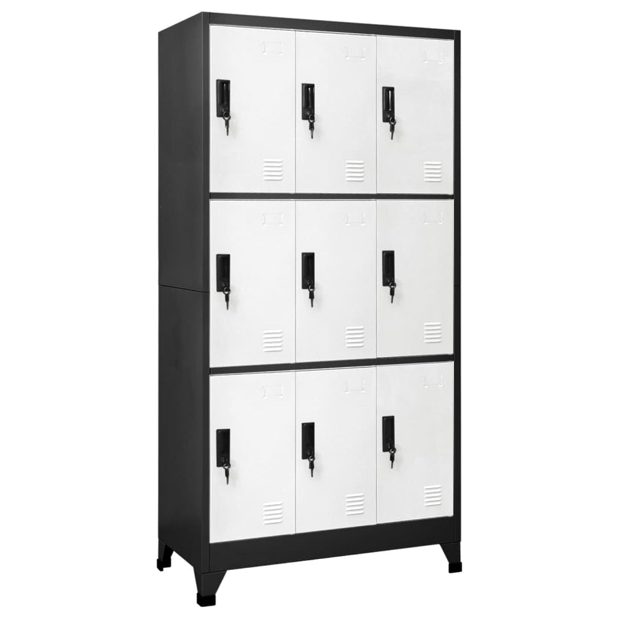 Lockerkast 90x45x180 cm staal antracietkleurig en wit - Griffin Retail