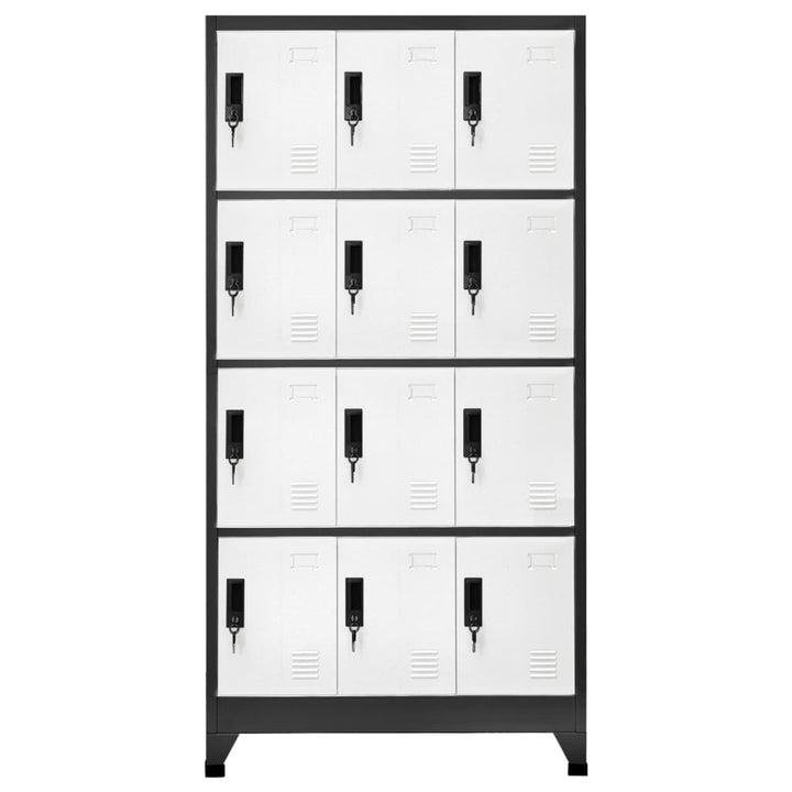 Lockerkast 90x45x180 cm staal antracietkleurig en wit - Griffin Retail