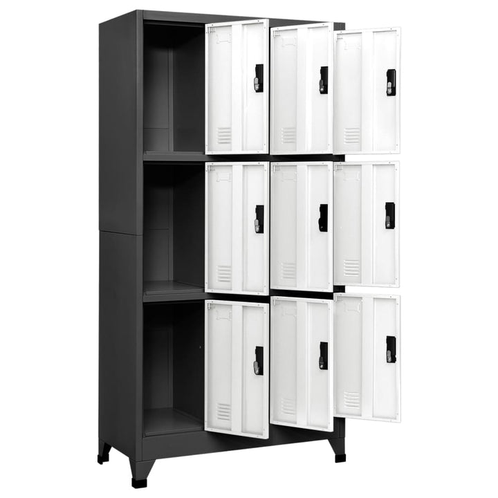 Lockerkast 90x45x180 cm staal antracietkleurig en wit - Griffin Retail