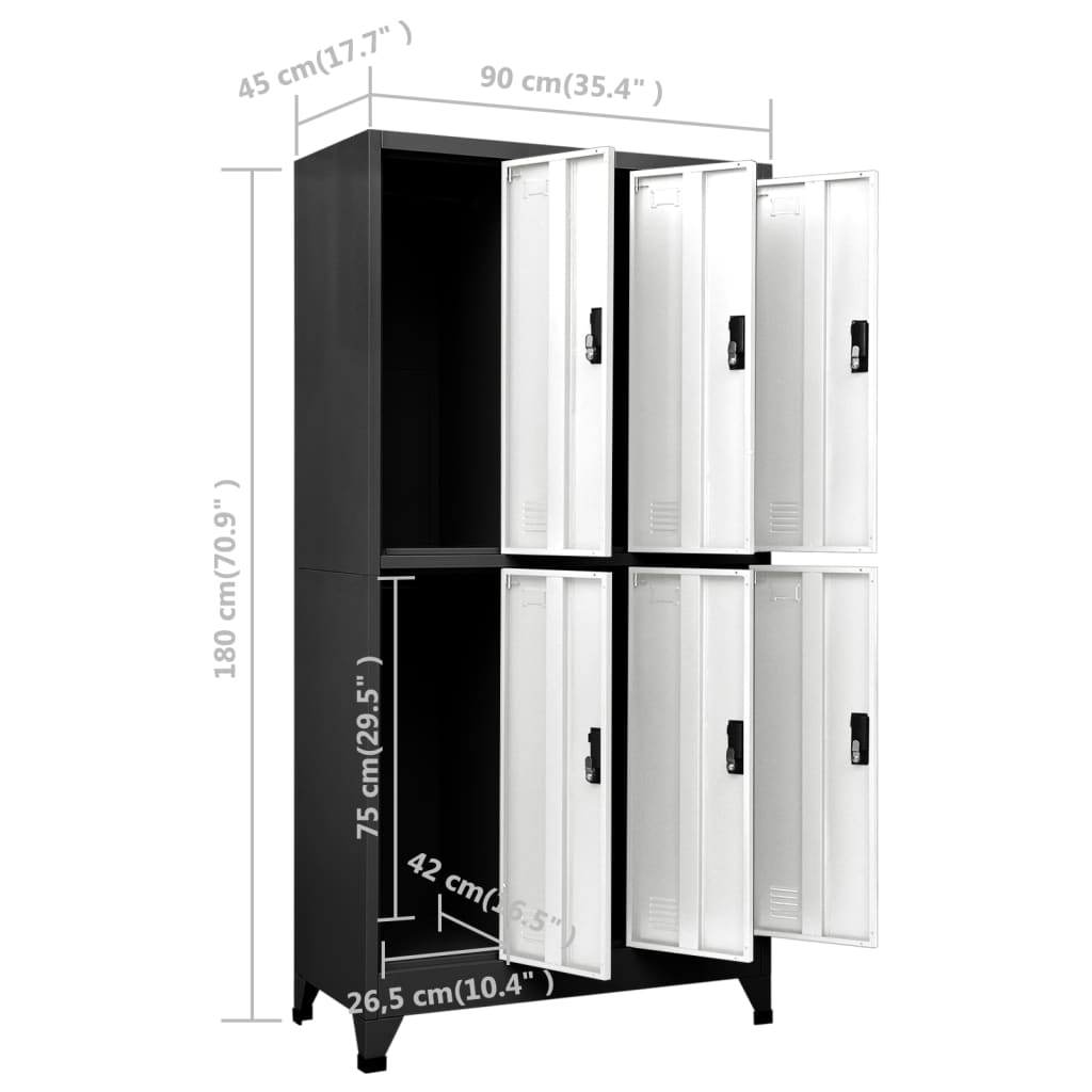 Lockerkast 90x45x180 cm staal antracietkleurig en wit - Griffin Retail