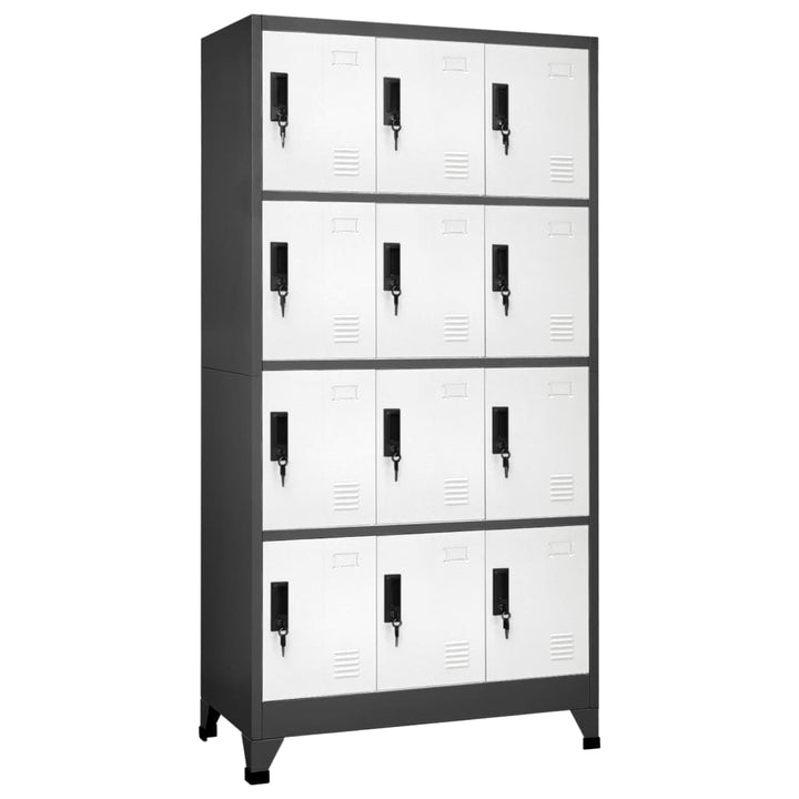 Lockerkast 90x45x180 cm staal antracietkleurig en wit - Griffin Retail