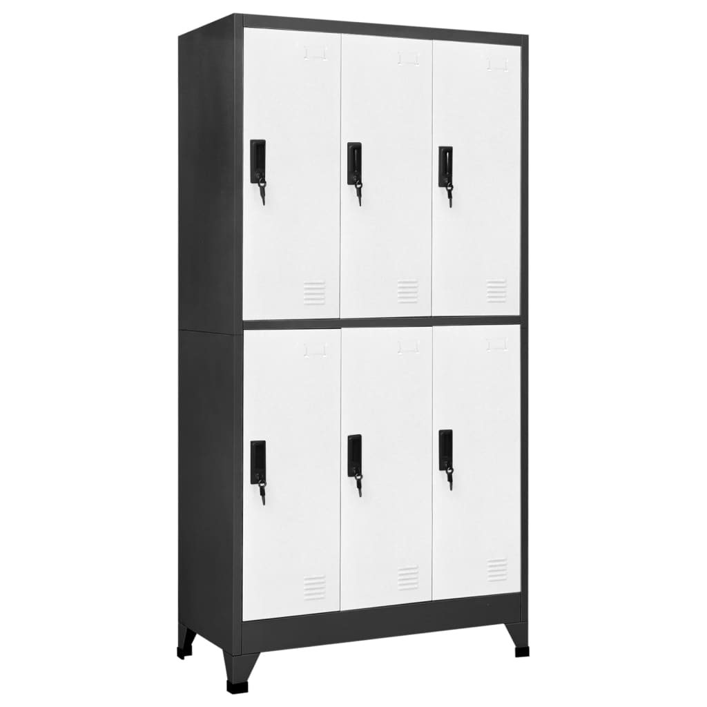 Lockerkast 90x45x180 cm staal antracietkleurig en wit - Griffin Retail