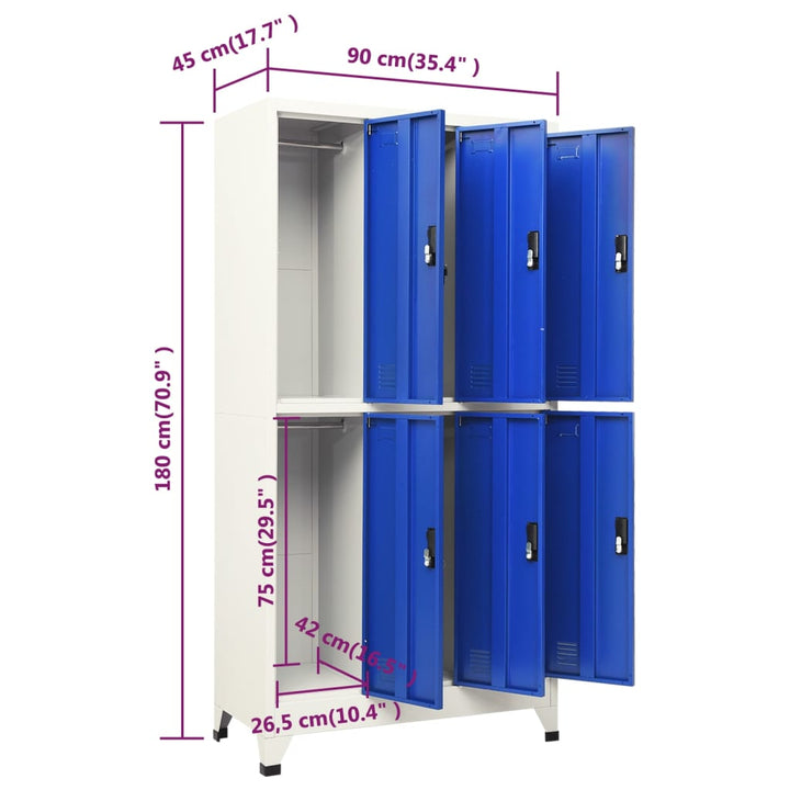 Lockerkast 90x45x180 cm staal grijs en blauw - Griffin Retail