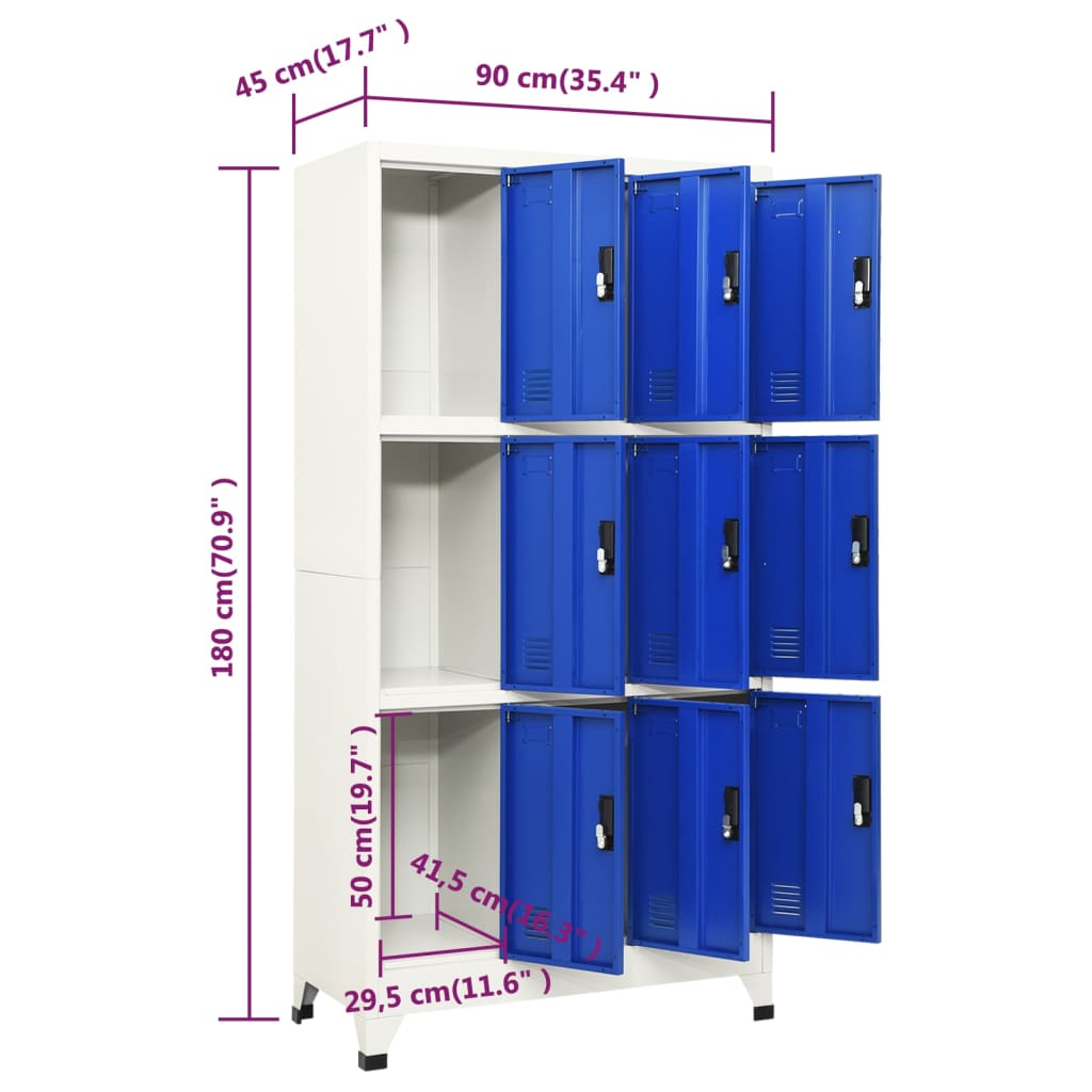 Lockerkast 90x45x180 cm staal grijs en blauw - Griffin Retail