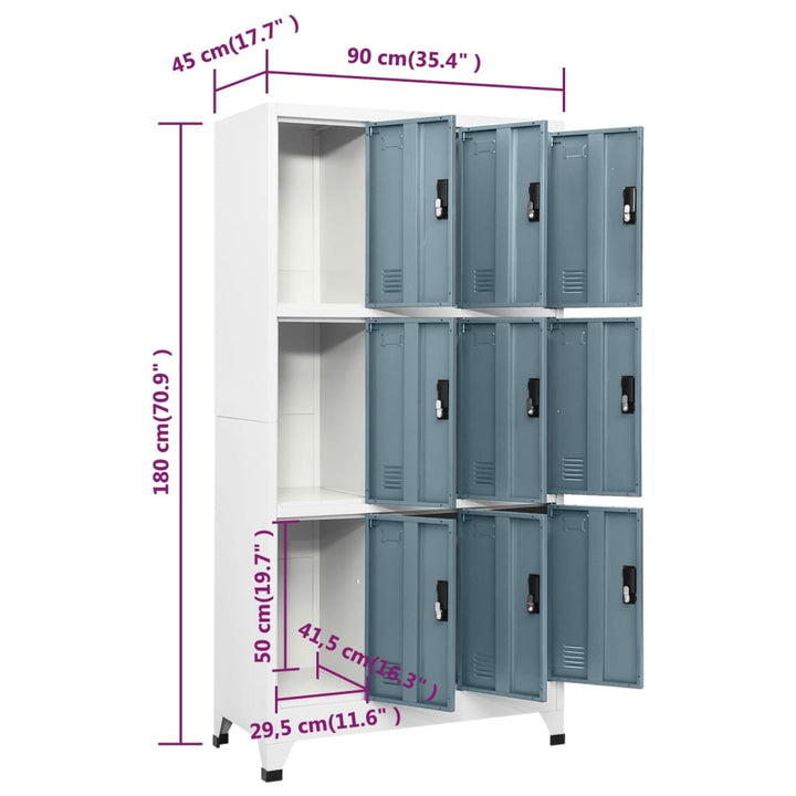 Lockerkast 90x45x180 cm staal lichtgrijs en donkergrijs - Griffin Retail