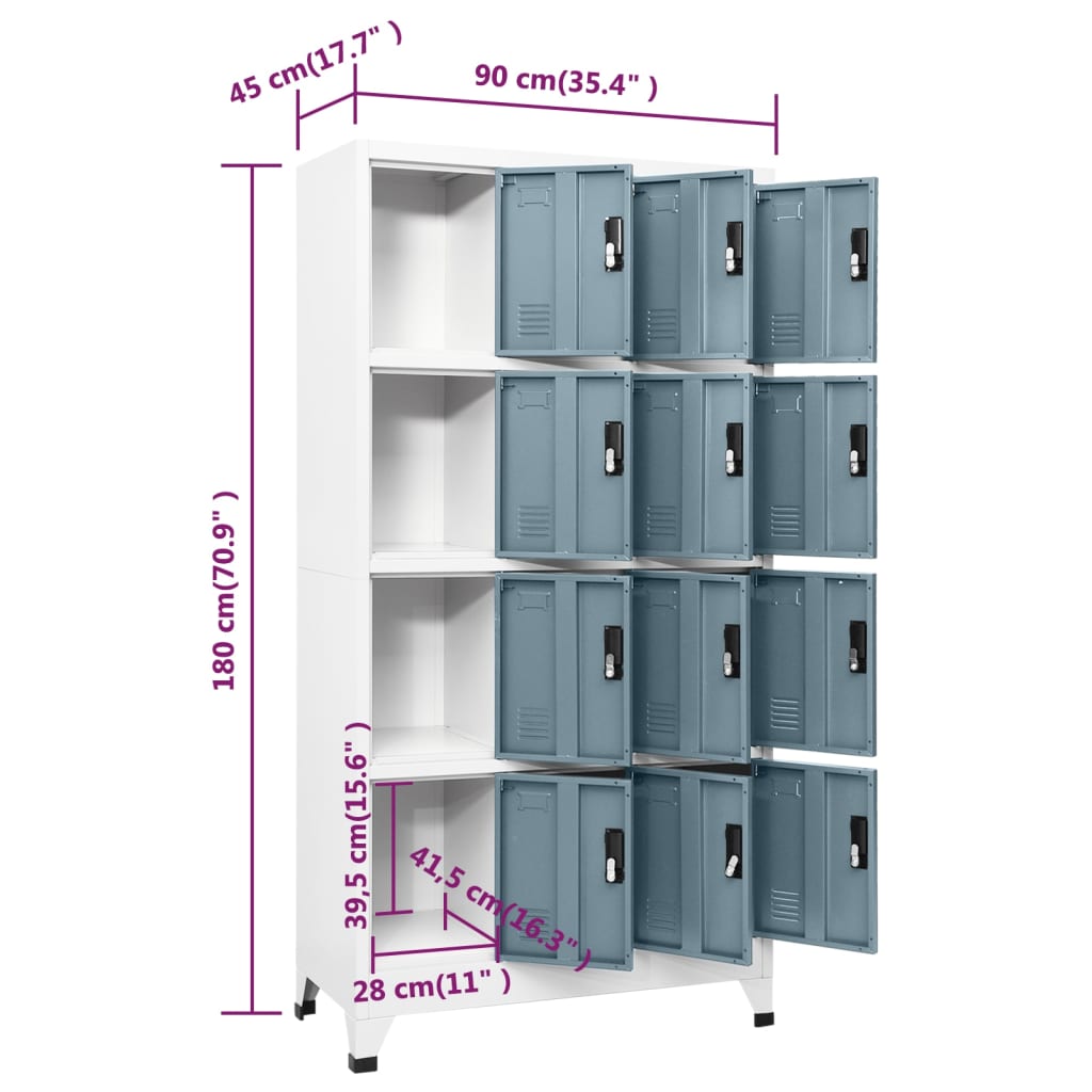 Lockerkast 90x45x180 cm staal lichtgrijs en donkergrijs - Griffin Retail