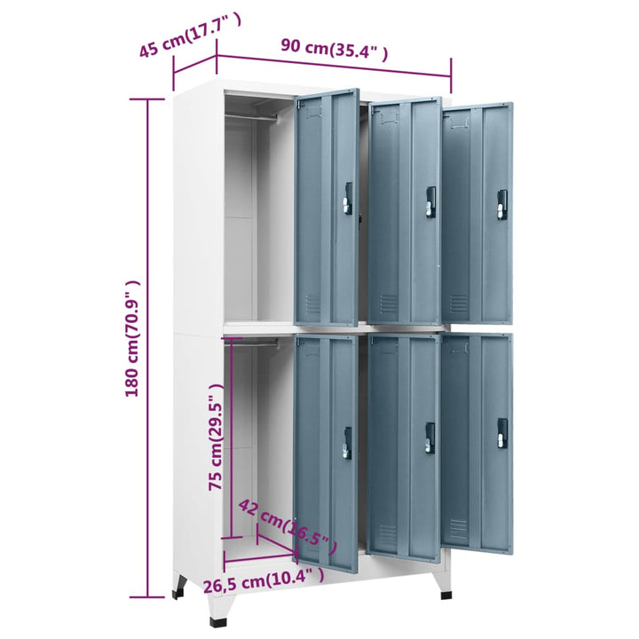 Lockerkast 90x45x180 cm staal lichtgrijs en donkergrijs - Griffin Retail